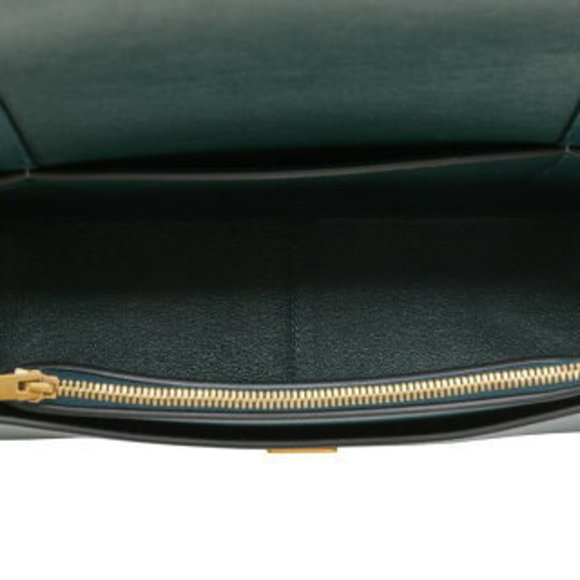 Celine Frame Medium Shoulder Bag Green Black Leather - Picture 5 of 10